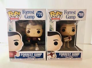 Funko Pop Forrest Gump Set Of 2 769 Box Of Chocolates 770 Ping Pong In Hand