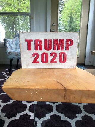 Trump 2020 Wood Sign Folk Art Style Campaign Appx 14” Long