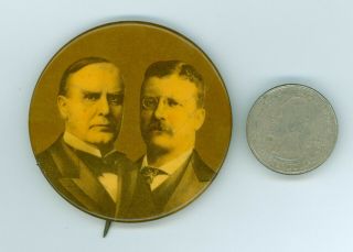 Vintage 1900 President William Mckinley Roosevelt Campaign Pinback Button