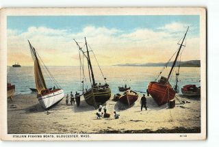 Gloucester Massachusetts Ma Postcard 1915 - 1930 Italian Fishing Boats