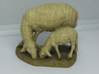 Anri Bernardi Sheep With Lamb 5.  5” Nativity Hand Carved Figurine 16c