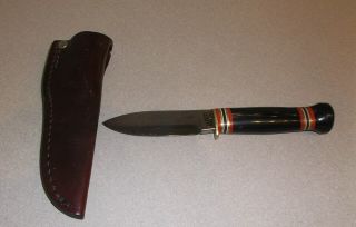Marbles R.  W.  Loveless Approved Fixed Blade Knife W/ Leather Sheath