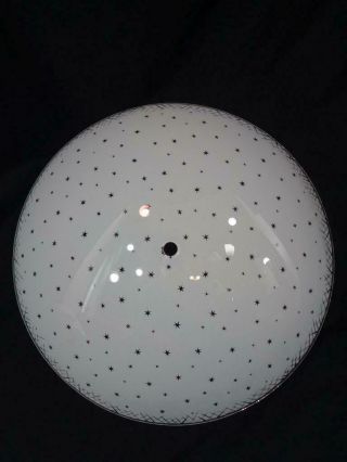 Vtg Mid Century White Star Starburst Glass Ceiling Fixture Light Shade 13 " Round