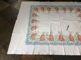 Vintage Kitchen Tablecloth Topper With Pineapple Motif Thick Cotton