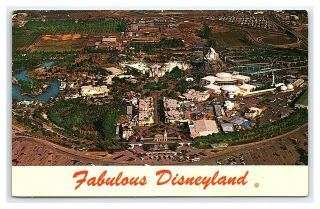 Vintage Postcard Aerial View Of Disneyland Anaheim California 1960s M1