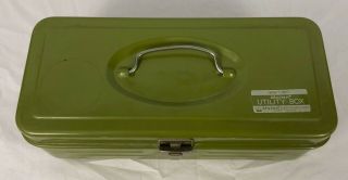 Vintage Union Steel Utility Tool Box Green 11 Inches 2