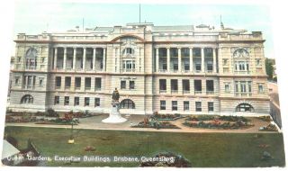 1912 Brisbane “queen Gardens,  Executive Buildings,  Qld " Gloss Colour Postcard.