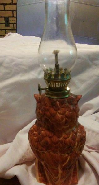 Vintage Scotty Ceramic Owl Miniature Oil Lamp w|o Shade Japan 3