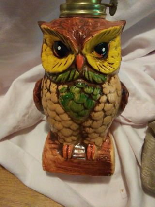 Vintage Scotty Ceramic Owl Miniature Oil Lamp w|o Shade Japan 4