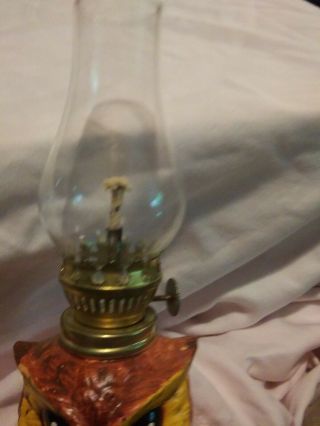 Vintage Scotty Ceramic Owl Miniature Oil Lamp w|o Shade Japan 5