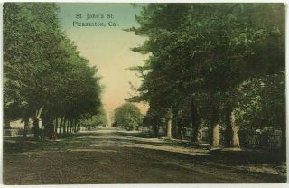 St Johns Street View Horse Wagon Buggy Pleasanton California Ca Vintage Postcard
