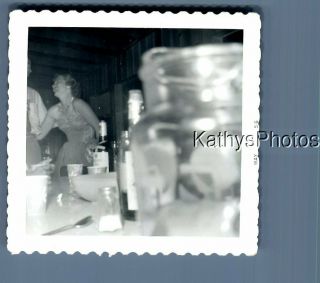 Black & White Photo M_8307 Abstract Of Glass On Table,  Woman