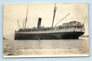 Steamship Ss Alameda Aground Near Petersburg,  Alaska - 1914 Photo Rppc - As - Is