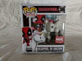 Funko Pop Marvel Deadpool On Unicorn 36 Collector Corps Exclusive