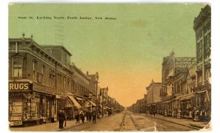 Perth Amboy Nj - State Street North From Drug Store - Postcard