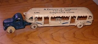 1933 Cast Iron Chicago Worlds Fair Greyhound Touring Bus By Arcade Toy Company