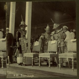 Shan Chiefs Of Burma At The Coronation Of King Edward Vii - Old Stereoview Photo
