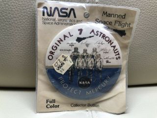 Nasa 1986 Project Mercury 7 Astronauts Button Pin