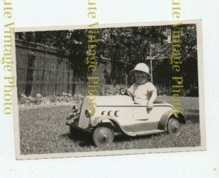 Old Snapshot Photo Boy In Toy Pedal Car Vintage 1930s