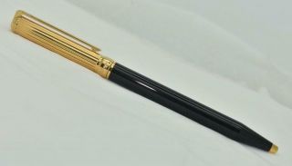 St Dupont Classic Ballpoint Pen Black Lacquer Gold Plated Barrel Cond.