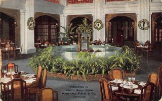 Vtg 1912 Postcard Marshall Field & Co Grill Room Fountain Chicago Il A49