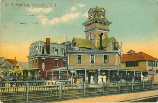 Arverne Long Island Rail Road Station Gaston Avenue Pc 1910 Rockaway Beach Pmark