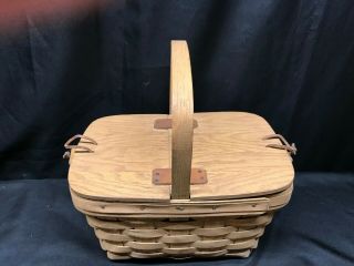 Longaberger Basket 1984 With Wooden Lid And Latch