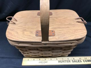 Longaberger Basket 1984 with Wooden Lid and Latch 3