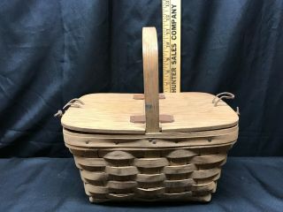 Longaberger Basket 1984 with Wooden Lid and Latch 4