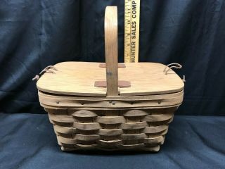 Longaberger Basket 1984 with Wooden Lid and Latch 5