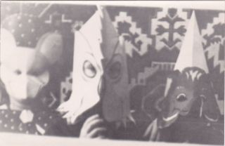 1960 Cute Children Boys & Girl In Carnival Masks Mouse Owl Soviet Russian Photo
