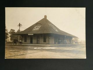 Soo Train Depot Alexandria Minn Azo B&w Photo Postcard Early 1900 