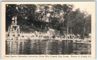 Benson,  Vermont Vt Boy Scout Camp Sunrise Swimming Instruction Postcard