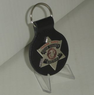 Cook County Sheriff U.  S.  Marine Corps Key Chain Badge W/ Leather Strap