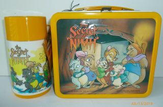 1982 Vintage The Secret Of Nimh Metal Lunch Box And Thermos - - Near
