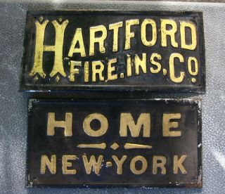 Old Tin Advertising Signs - Hartford Fire Ins.  Co.  & Home York