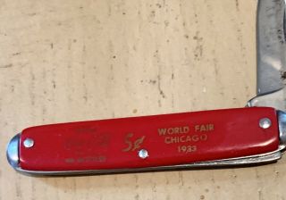 Vintage Coca Cola World Fair Chicago 1933 USA 2 Blade Pocket Knife - 2