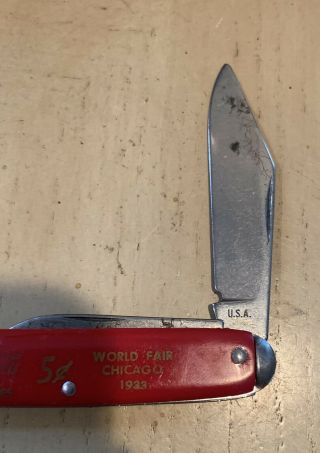 Vintage Coca Cola World Fair Chicago 1933 USA 2 Blade Pocket Knife - 4
