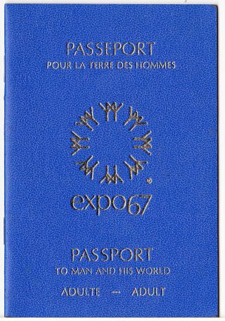 1967 Montreal Expo Passport With Stamps: Portland Indiana