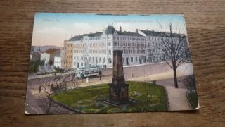 Old 1920s German Postcard,  View Of Zittau Hotel & Tram Germany