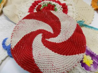 12 Fine Hand Crochet Knit Cotton Doilies Pot Holders Trivet 40s Extra Vtg