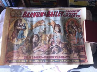 Vintage 24.  5 X 16.  75 Barnum & Bailey Greatest Show On Earth Circus Poster P - 132