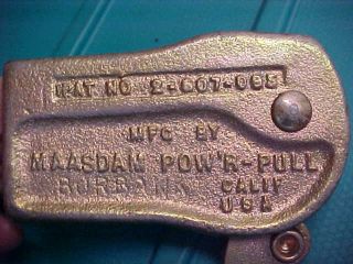 Vintage Maasdam Pow ' r Pull Wire Cable Puller Burbank,  CA USA / Pat.  2 - 607 - 095 3