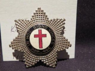 Knights Templar Vintage White Metal & Enamel 7 Pointed Star Breast Badge