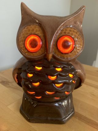 Ceramic Owl Lamp Night Light Mid Century Vintage Retro 1960s