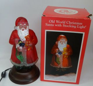 Merck Old World Christmas Santa With Stocking Light 1991 Teddy Bear