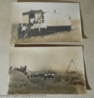 Antique Rppc Real Photo Postcard Milton Oregon Farming W Tractor Pair Chuckwagon