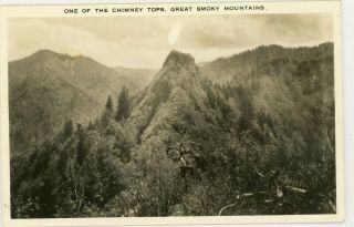 Great Smokey Mountains " One Of The Chimney Tops " Photo Rppc Postcard
