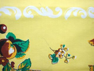 Vintage Tablecloth YELLOW/WHITE AND CHERRIES 50 