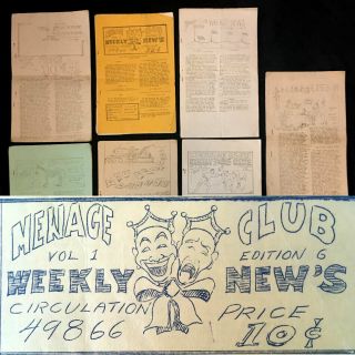 7 Vintage 1941 Cole Bros Circus Private Newsletters,  Cartoons By Emmett Kelly